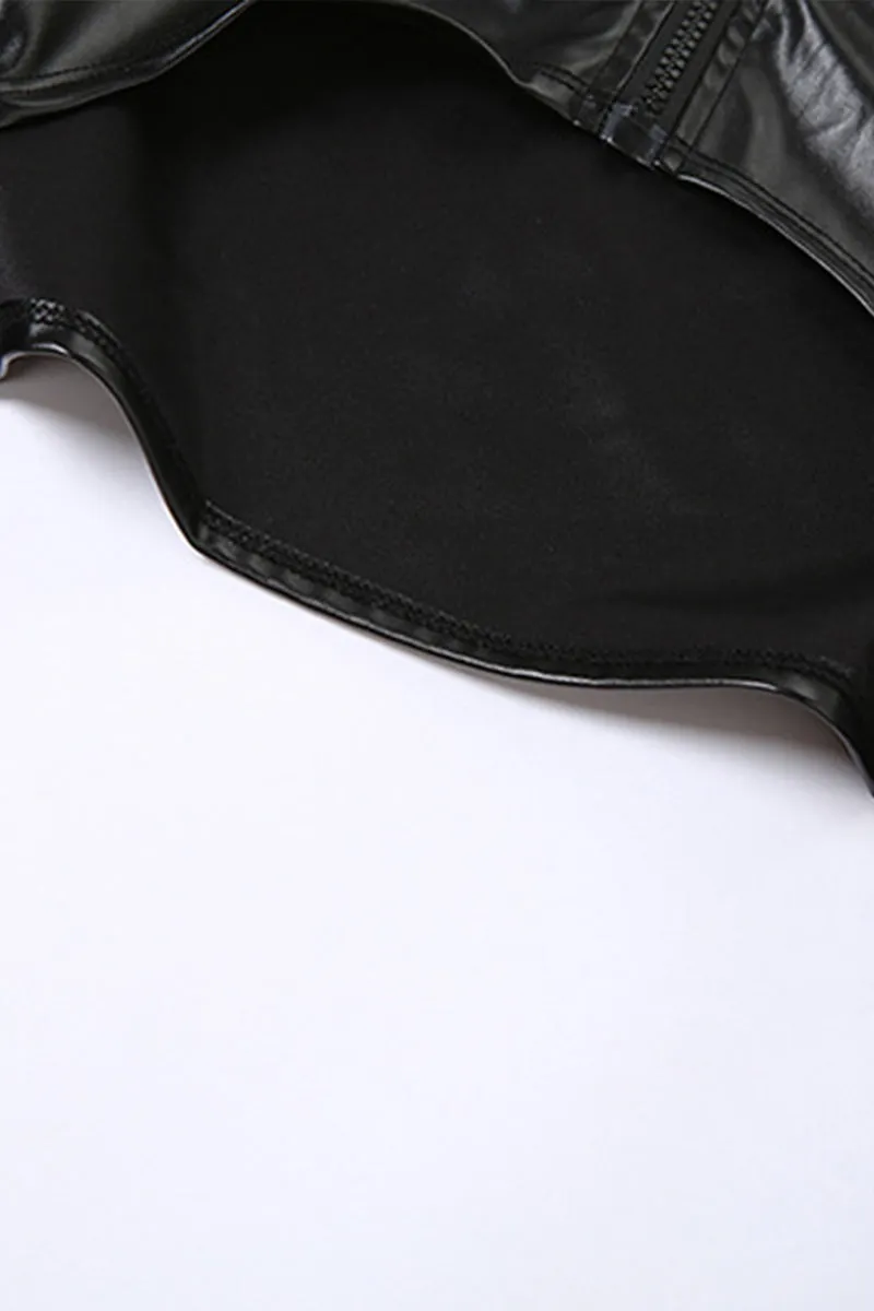 CS3484 Vegan Leather Shrug Top