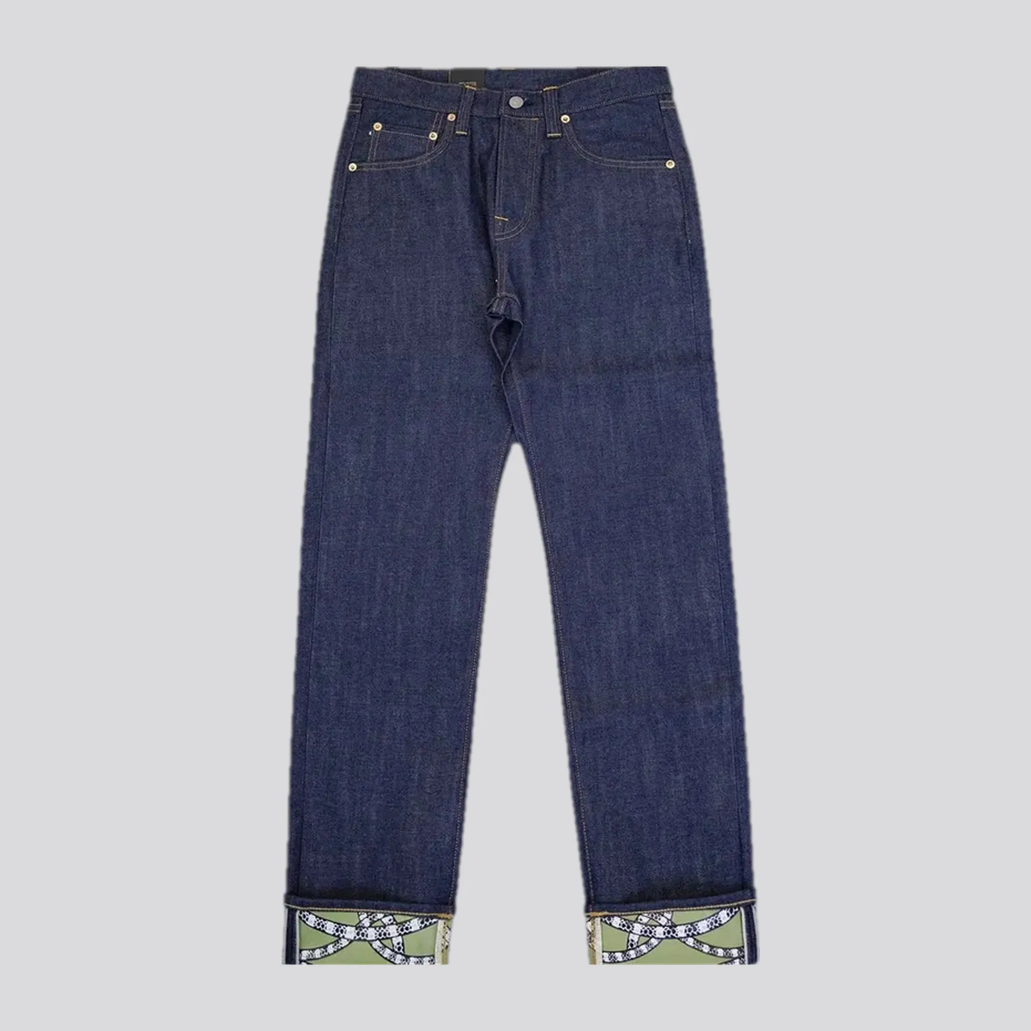 Cuffed self-edge men's jeans