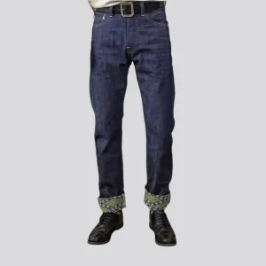 Cuffed self-edge men's jeans