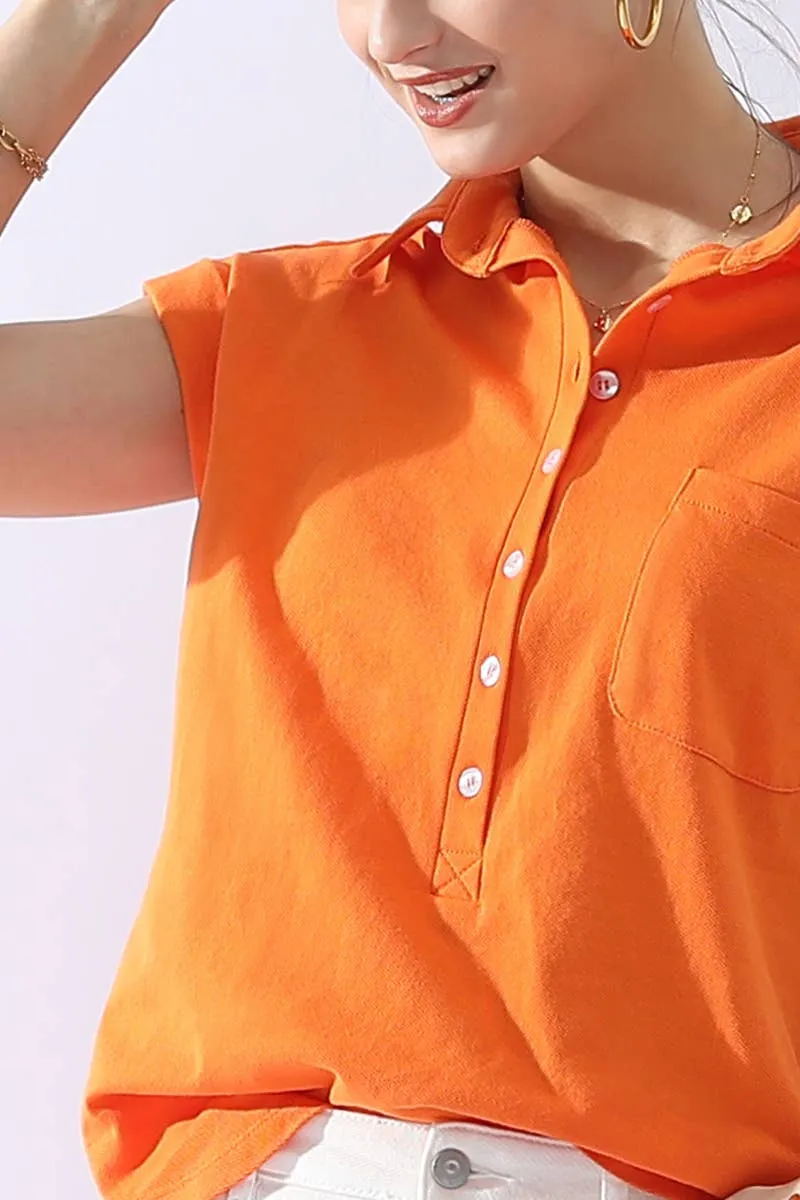 CWTTS698_JOHNNY COLLARS BUTTON CLOSER SHORT SLEEVE TOP: AQUA / (XL) 1