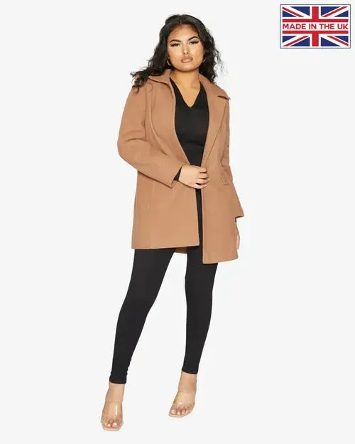 De La Creme Womens Wool Blend Hip Length Covert Coat