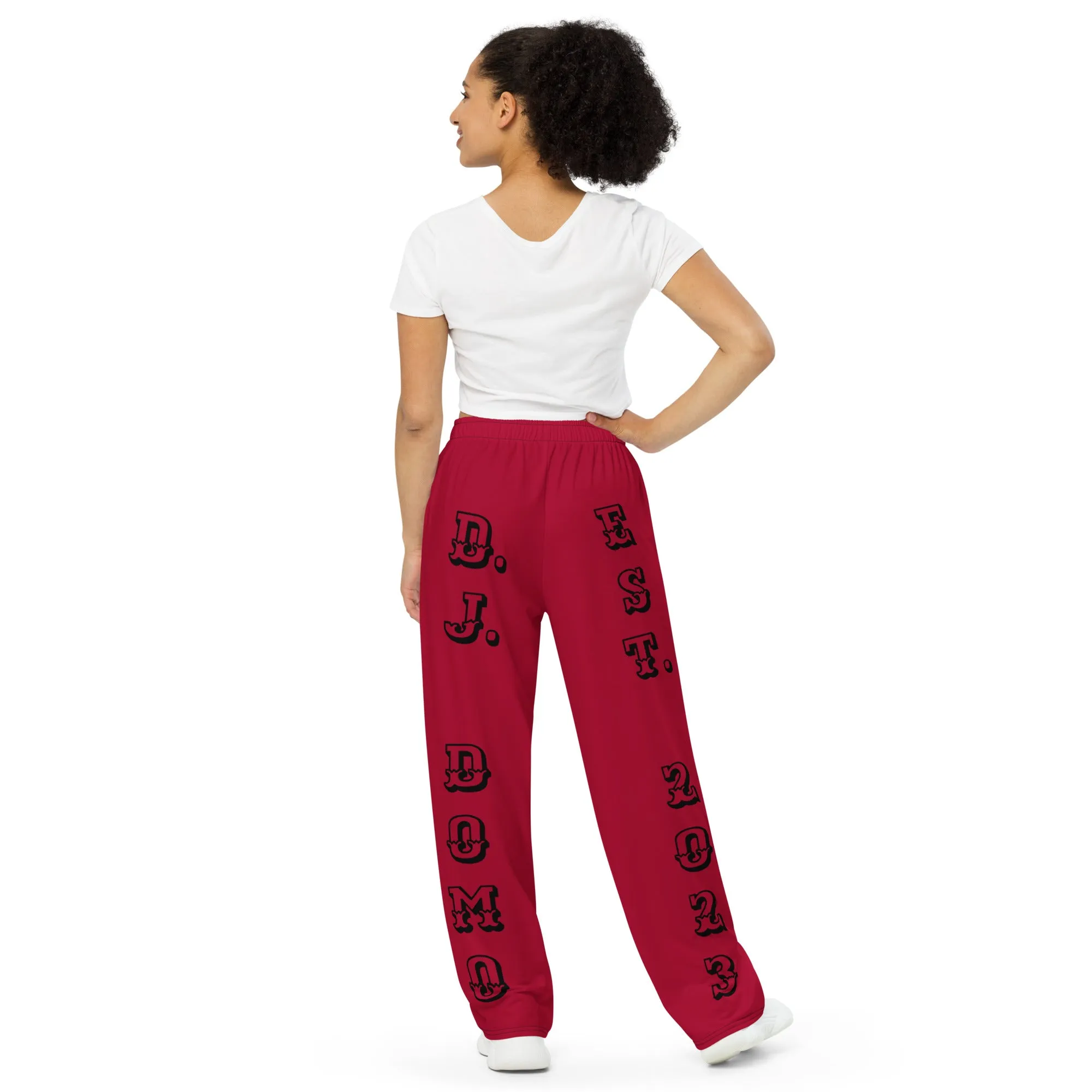 DJD GA- "It's A Atlanta Thang" Unisex 2 Tone Wide-Leg Pants Black/White/Red