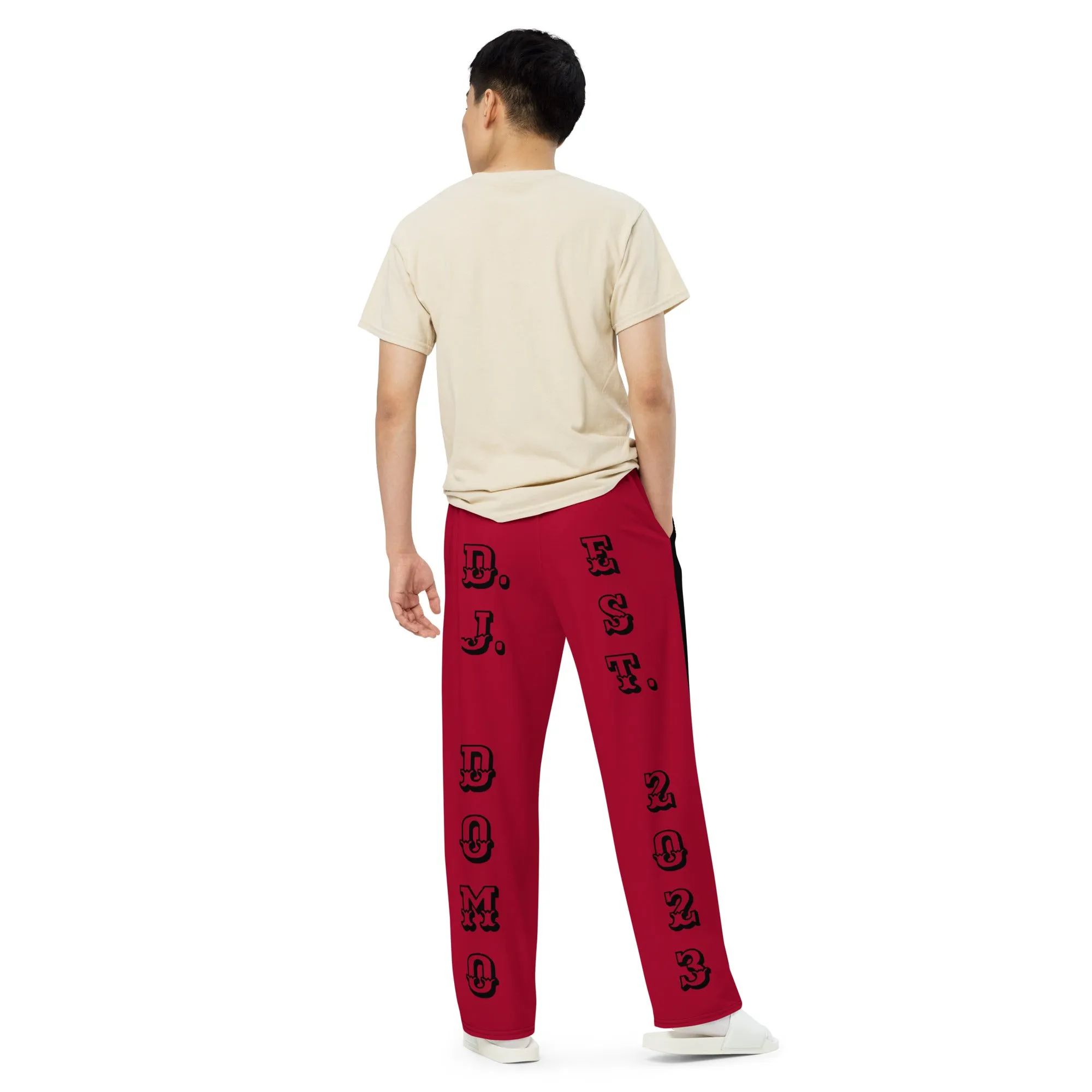 DJD GA- "It's A Atlanta Thang" Unisex 2 Tone Wide-Leg Pants Black/White/Red