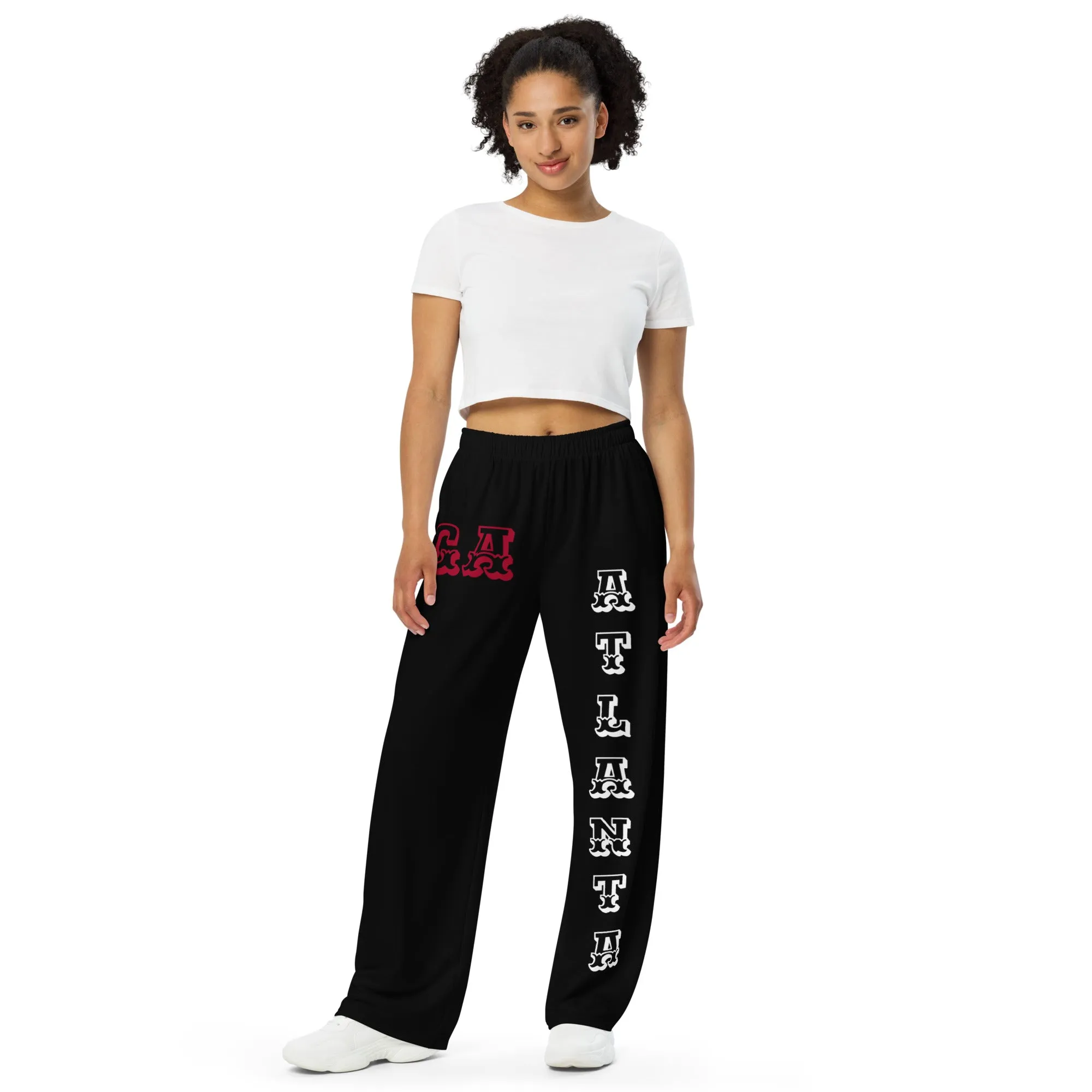 DJD GA- "It's A Atlanta Thang" Unisex Wide-Leg Pants Black/White/Red