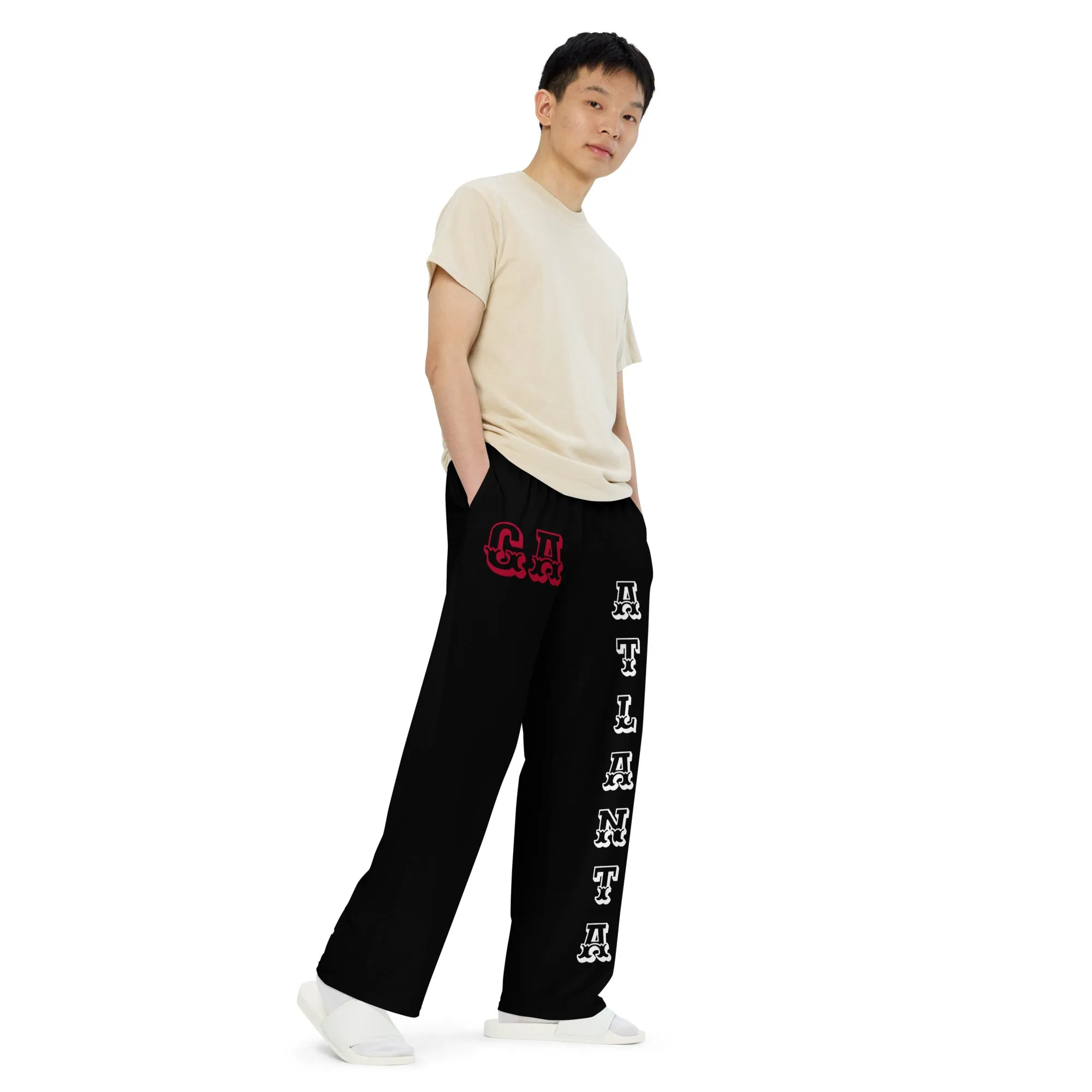DJD GA- "It's A Atlanta Thang" Unisex Wide-Leg Pants Black/White/Red