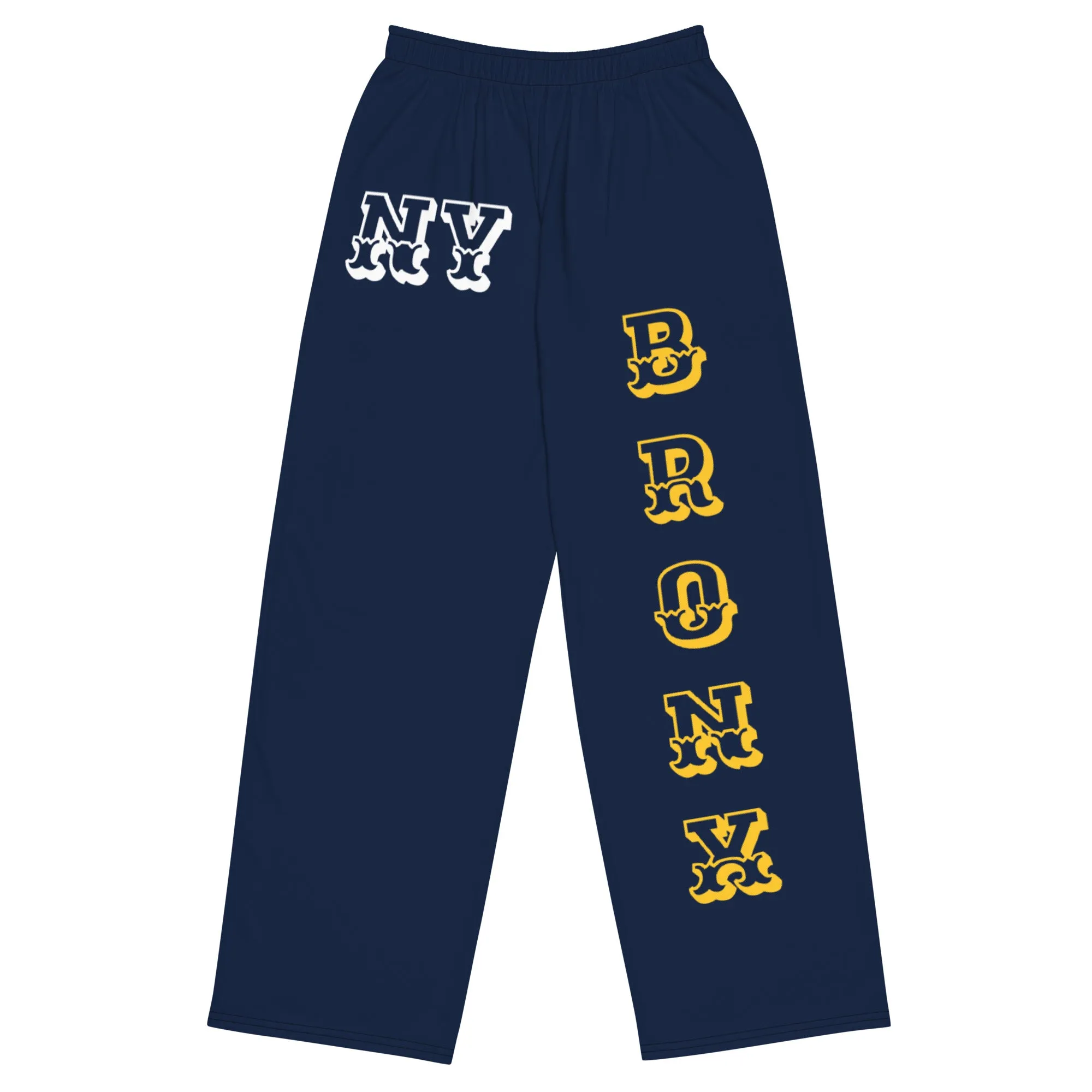 DJD NY- "It's A Bronx Thang" Unisex Wide-Leg Pants Navy/Yellow/White