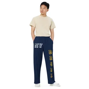 DJD NY- "It's A Bronx Thang" Unisex Wide-Leg Pants Navy/Yellow/White