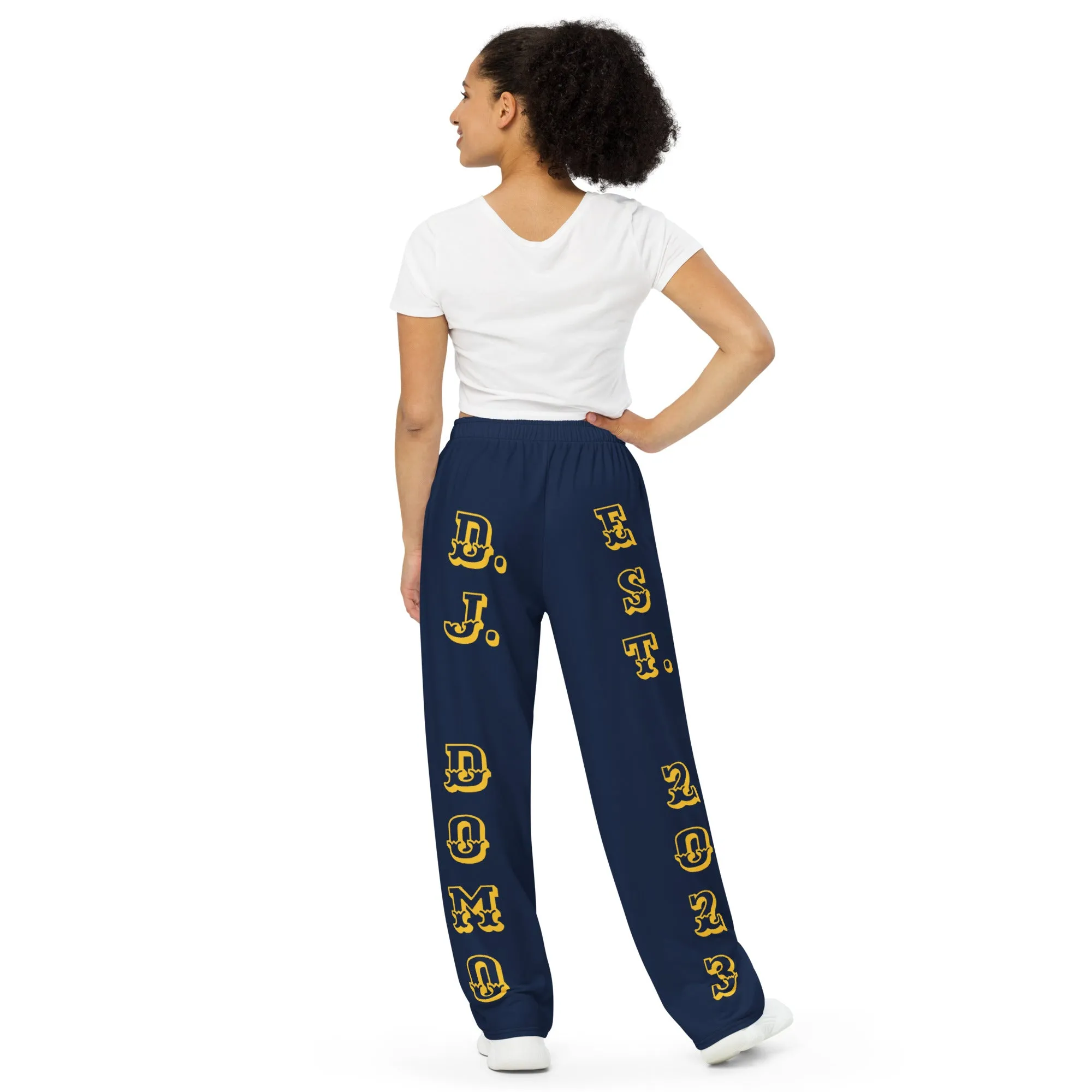 DJD NY- "It's A Bronx Thang" Unisex Wide-Leg Pants Navy/Yellow/White