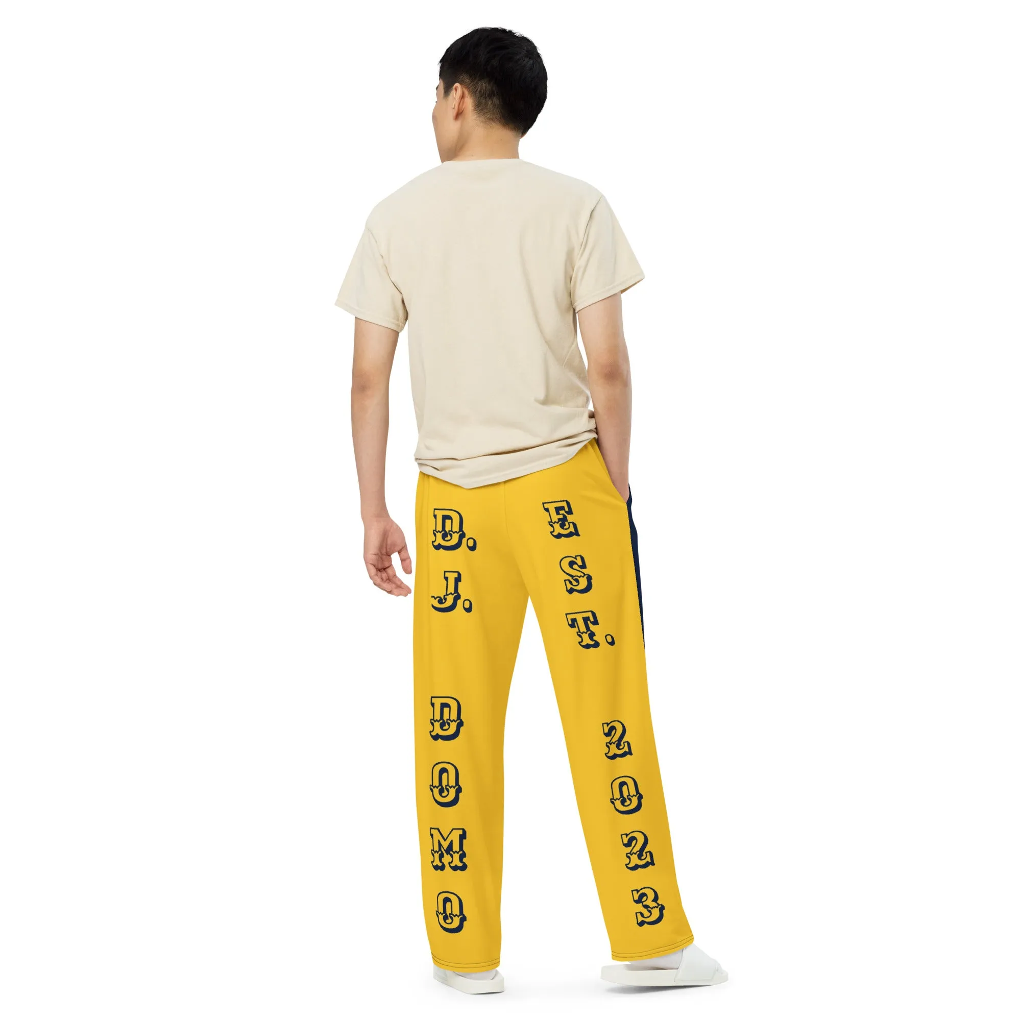 DJD NY- "It's A Queens Thang" Unisex 2 Tone Wide-Leg Pants Navy/Yellow/White