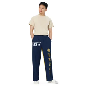 DJD NY- "It's A Queens Thang" Unisex 2 Tone Wide-Leg Pants Navy/Yellow/White