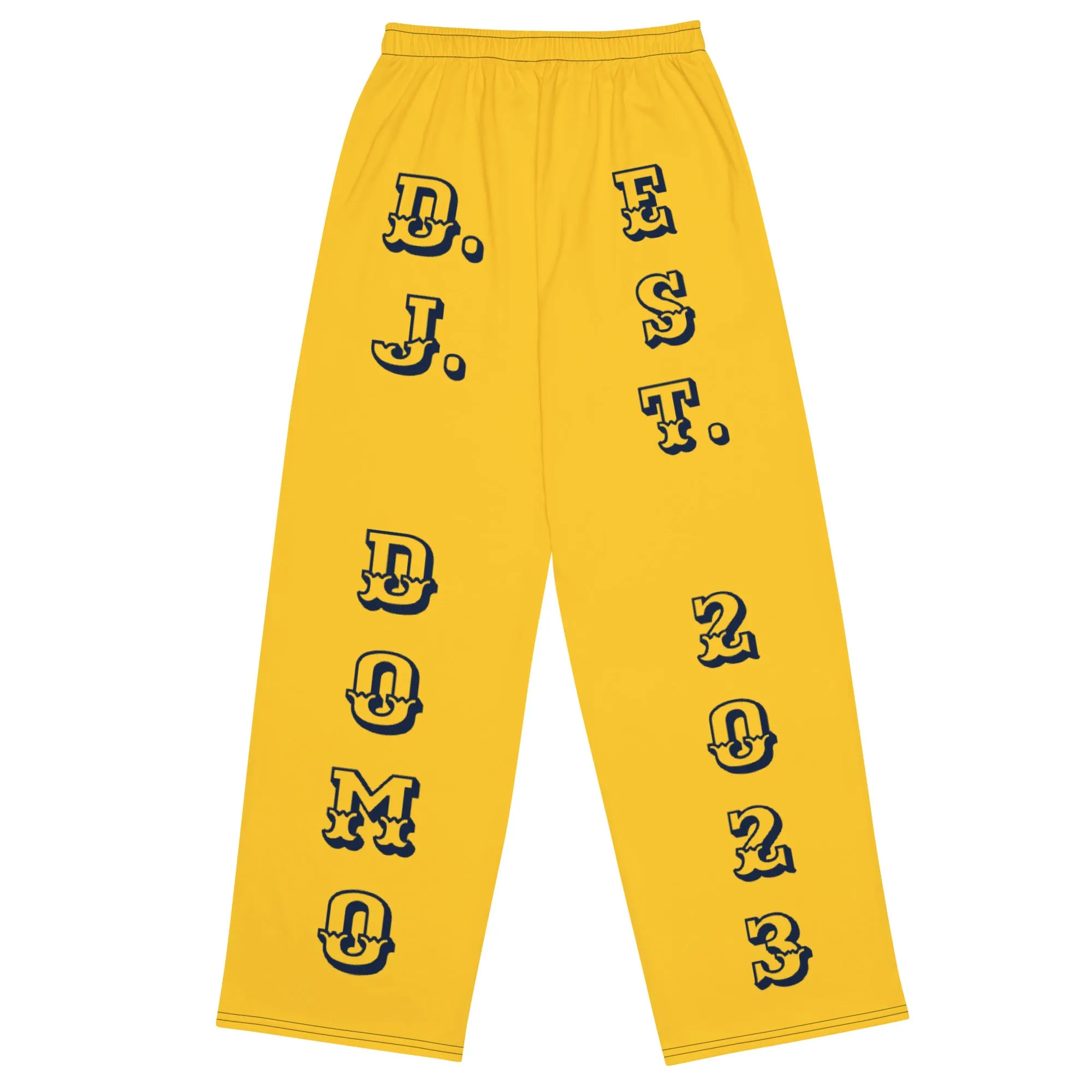 DJD NY- "It's A Queens Thang" Unisex 2 Tone Wide-Leg Pants Navy/Yellow/White