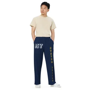 DJD NY- "It's A Staten Island Thang" Unisex Wide-Leg Pants Navy/Yellow/White