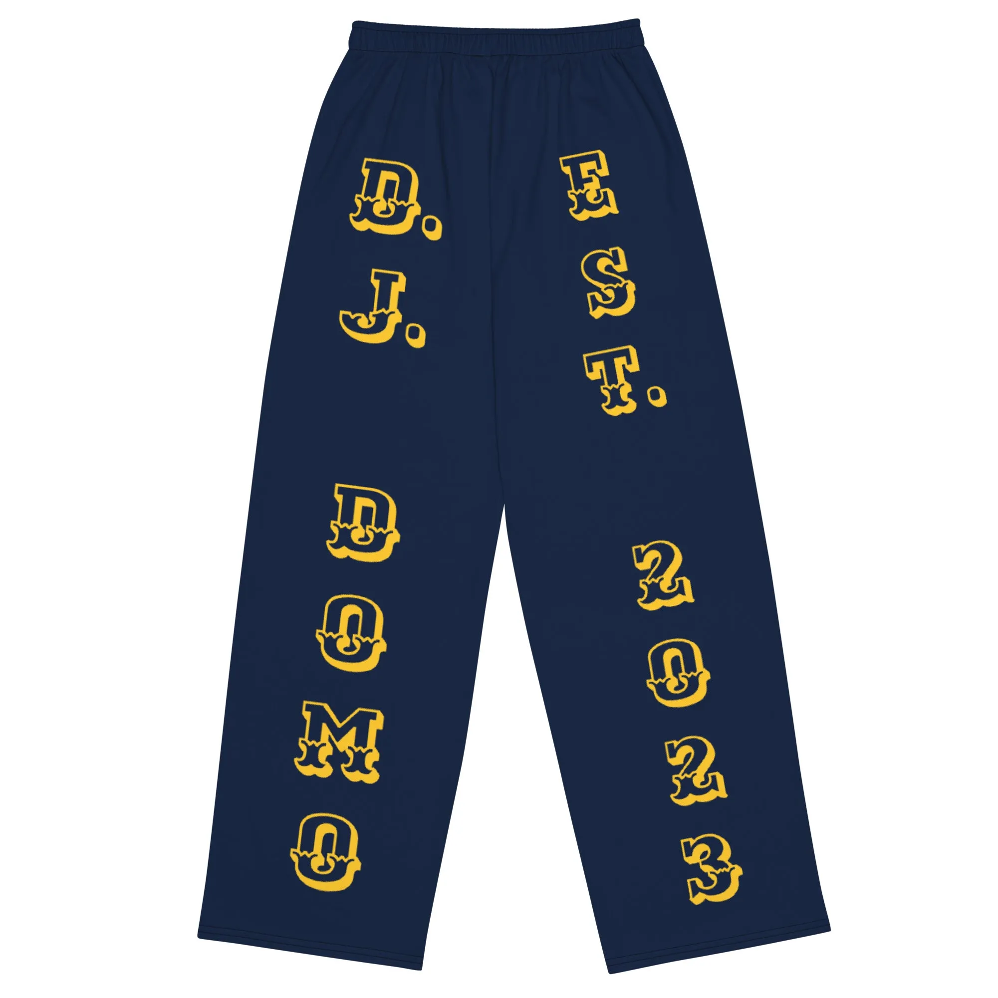 DJD NY- "It's A Staten Island Thang" Unisex Wide-Leg Pants Navy/Yellow/White