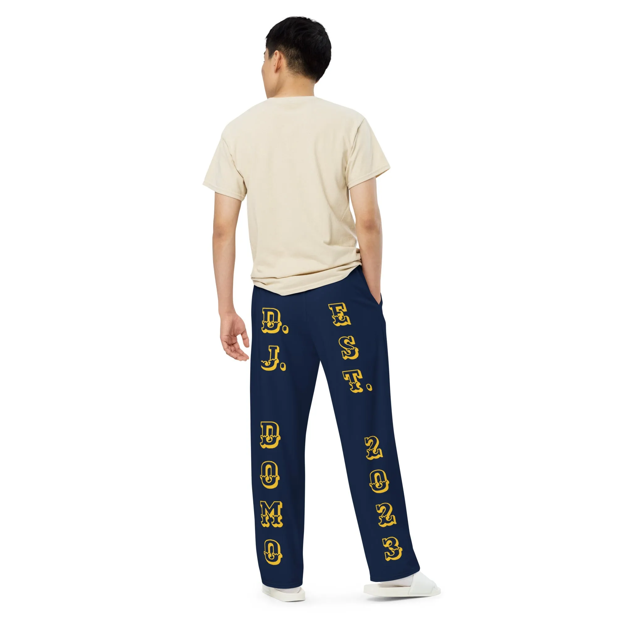 DJD NY- "It's A Staten Island Thang" Unisex Wide-Leg Pants Navy/Yellow/White