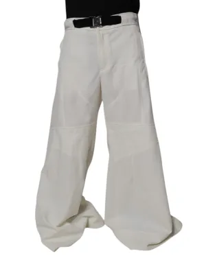Dolce & Gabbana White Mid Waist Wide Leg Pants