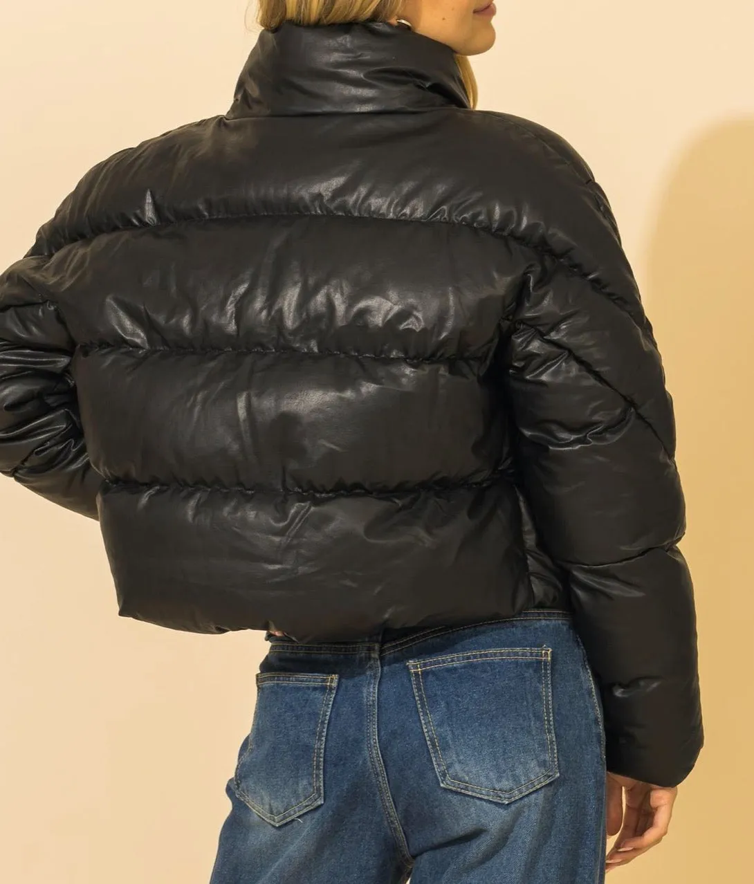 Eco Leather Puffer Jacket