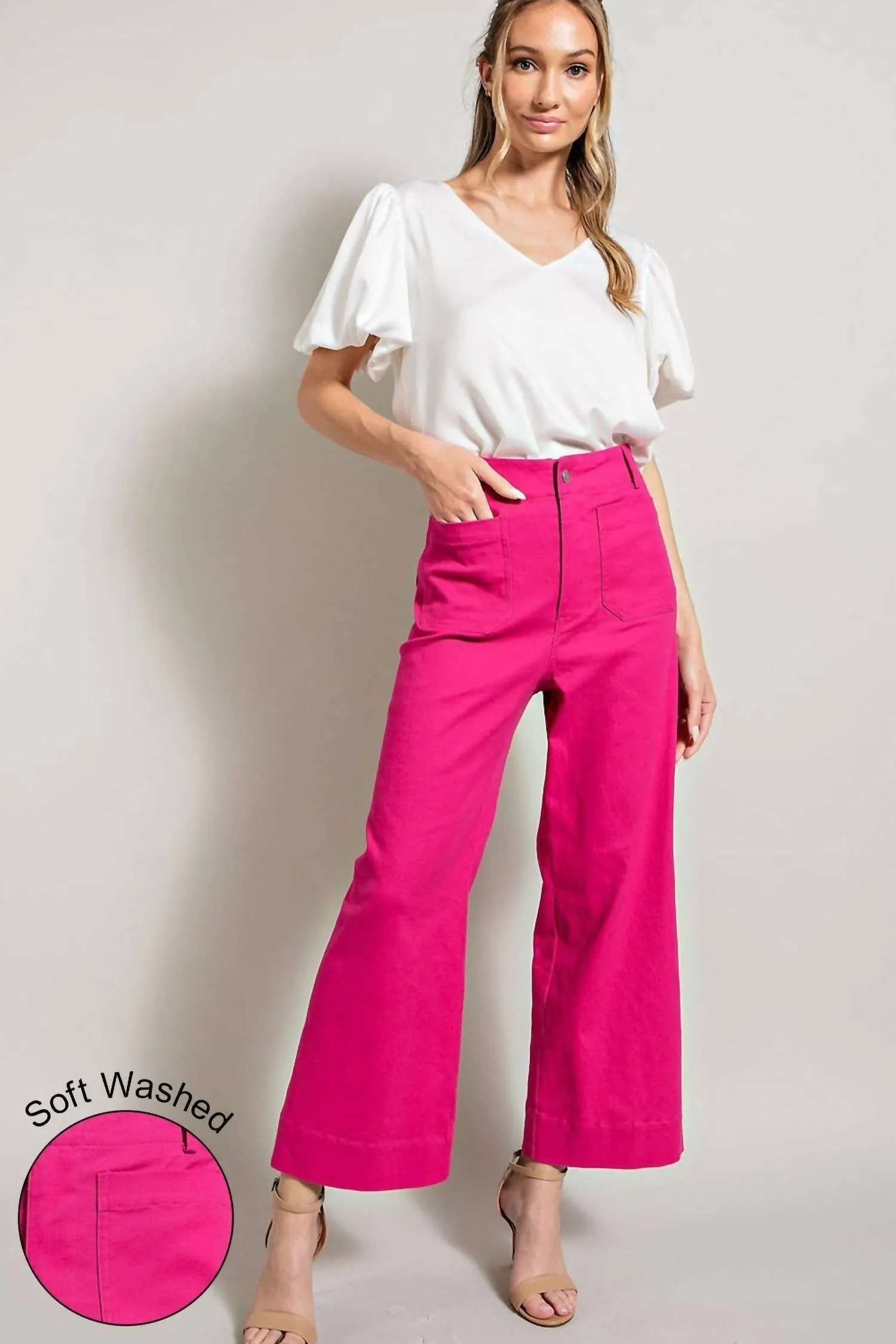 Ee:Some - Soft Washed Wide Leg Pants