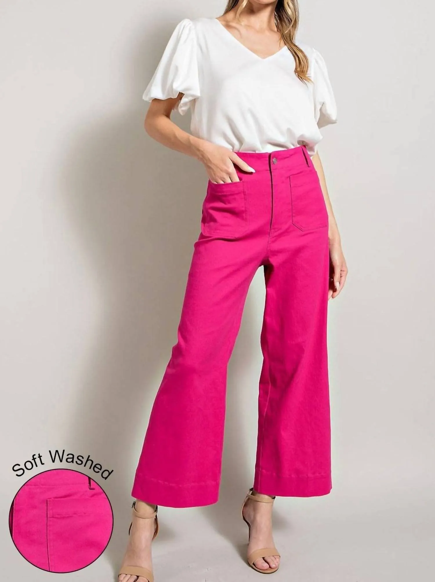 Ee:Some - Soft Washed Wide Leg Pants