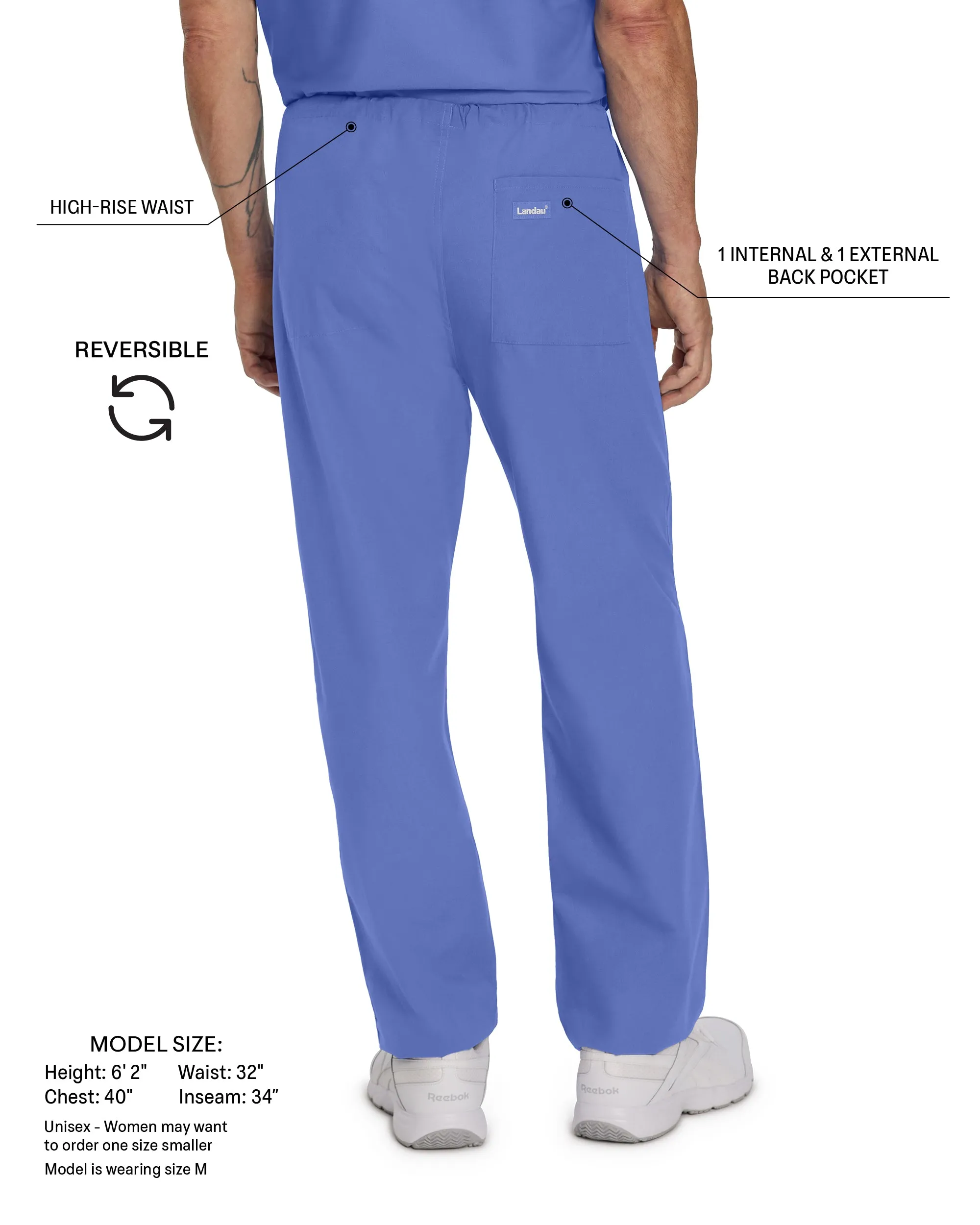 Essentials 7602 Unisex Reversible Scrub Pants Galaxy Blue