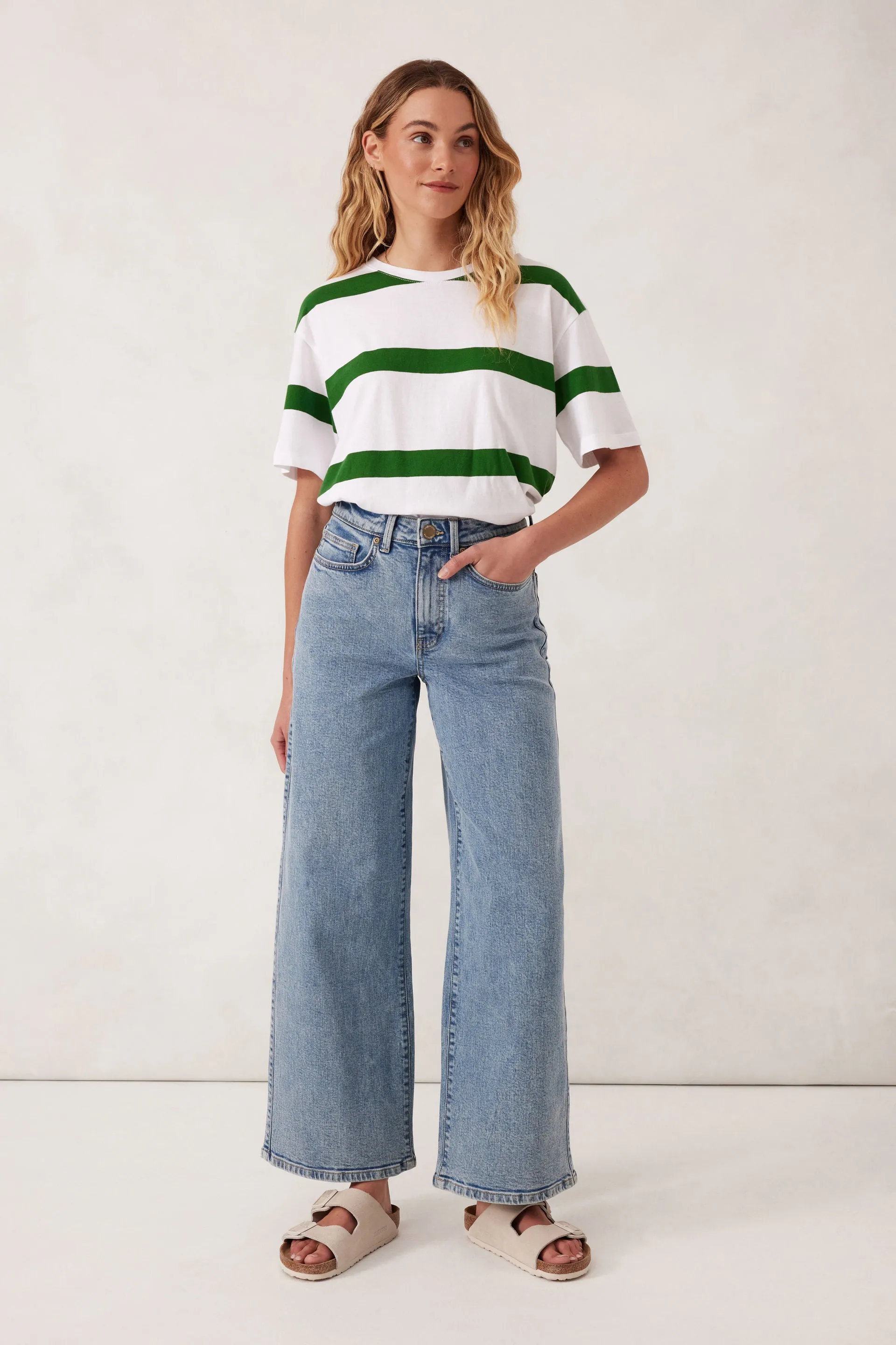 Evie Wide Leg Jean- Mid vintage blue