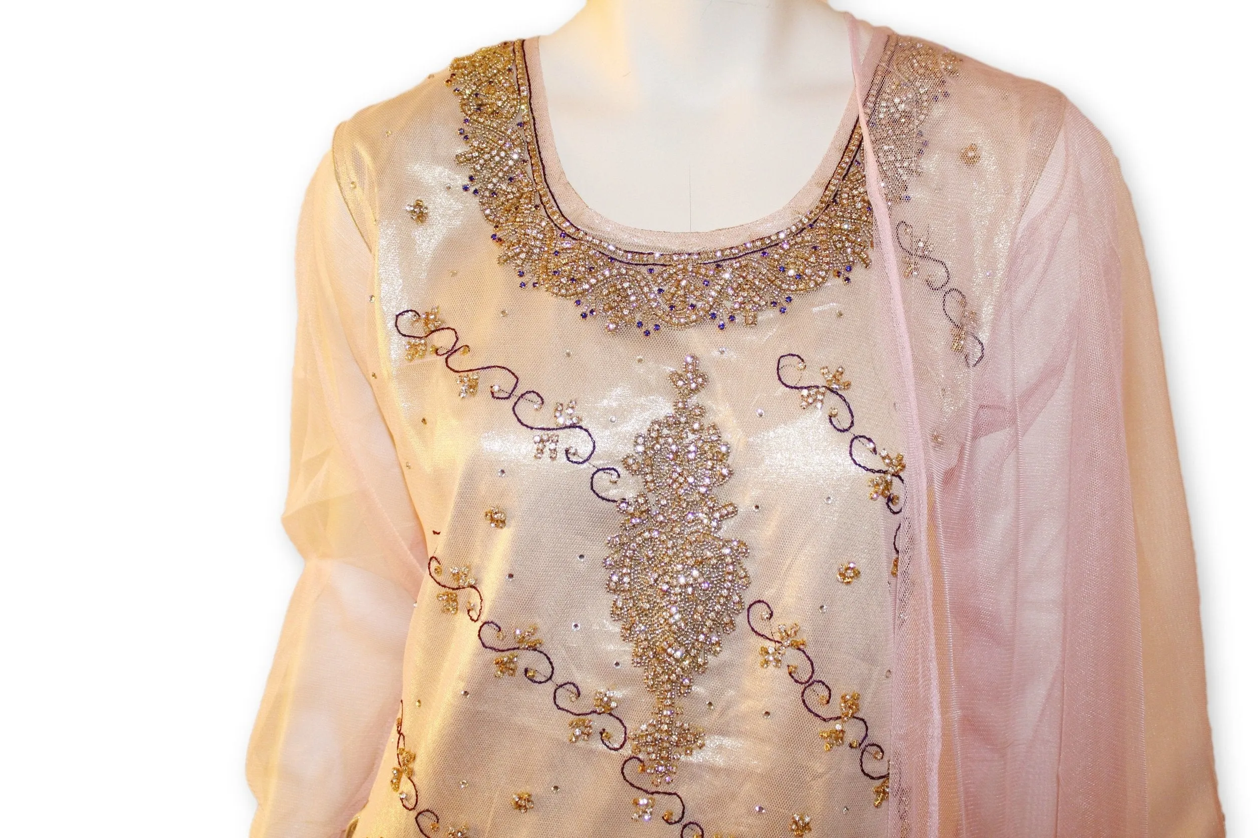 Fancy Net 3 Pcs Gharara Suit Party Wear Pakistani Indian Style
