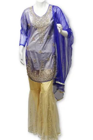 Fancy Net 3 Pcs Gharara Suit Party Wear Pakistani Indian Style