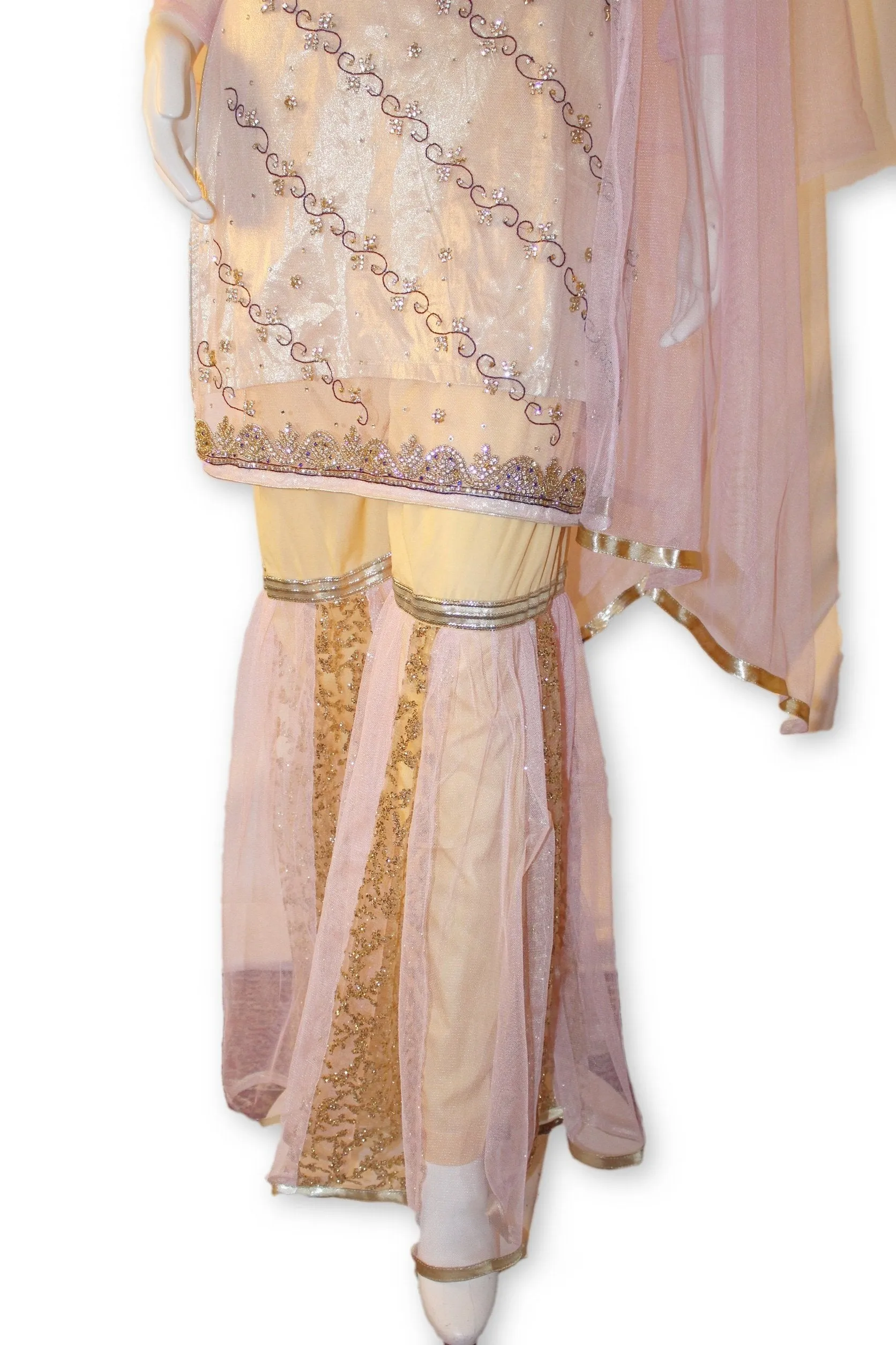 Fancy Net 3 Pcs Gharara Suit Party Wear Pakistani Indian Style