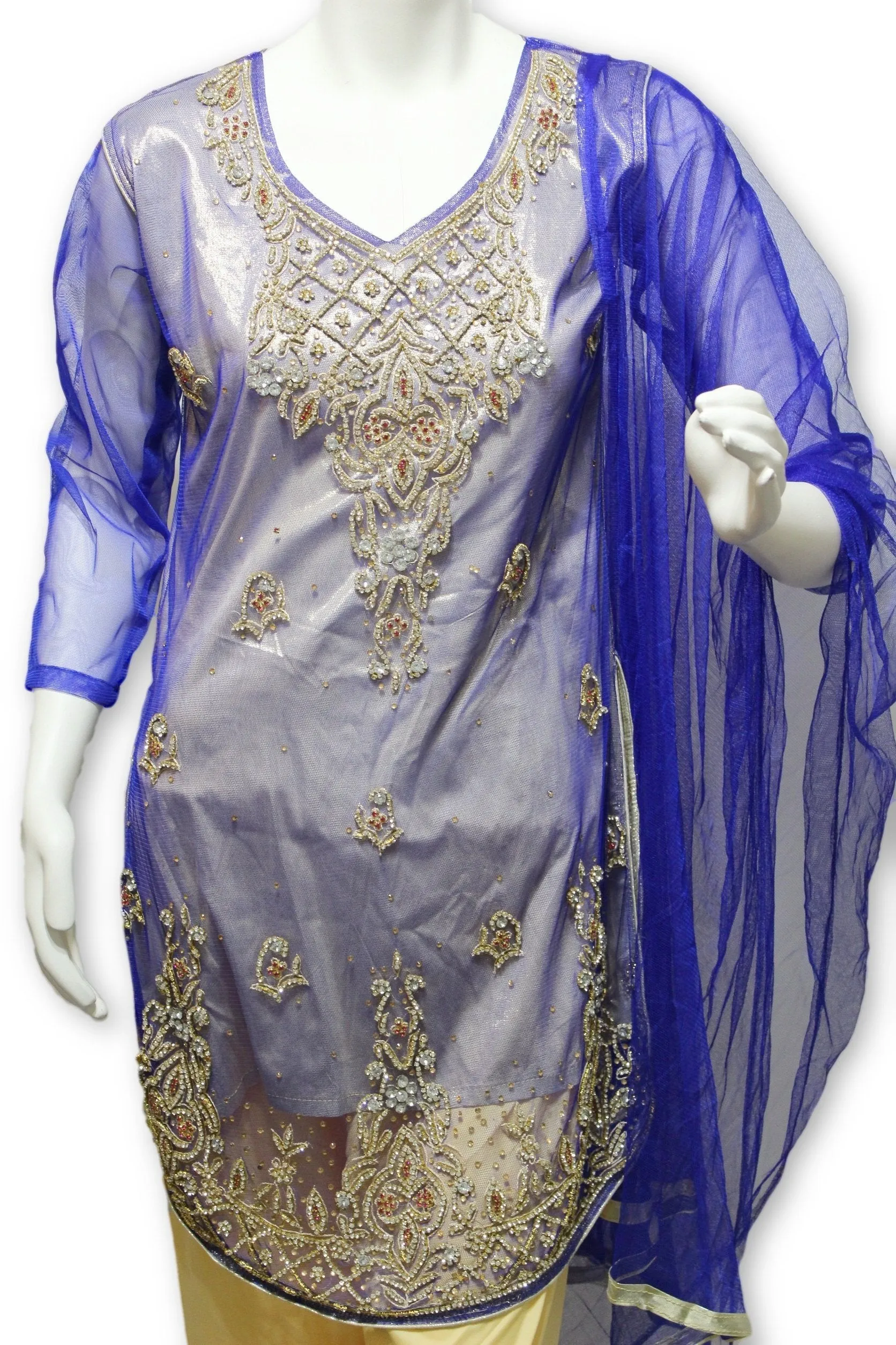 Fancy Net 3 Pcs Gharara Suit Party Wear Pakistani Indian Style