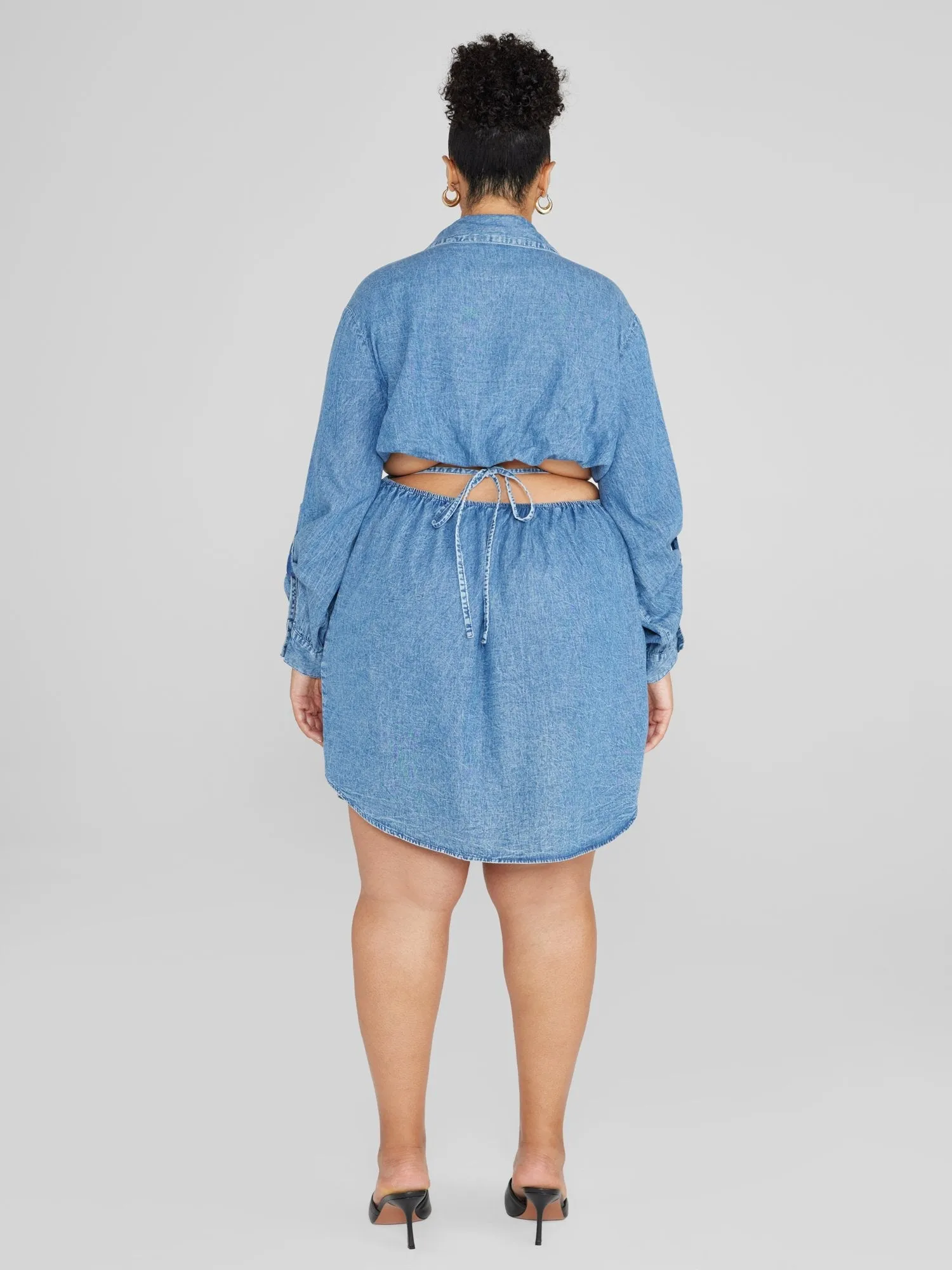 Fashion To Figure - Bailey Open Back Chambray Denim Shirt Dress