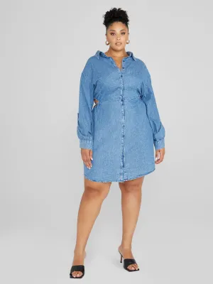 Fashion To Figure - Bailey Open Back Chambray Denim Shirt Dress