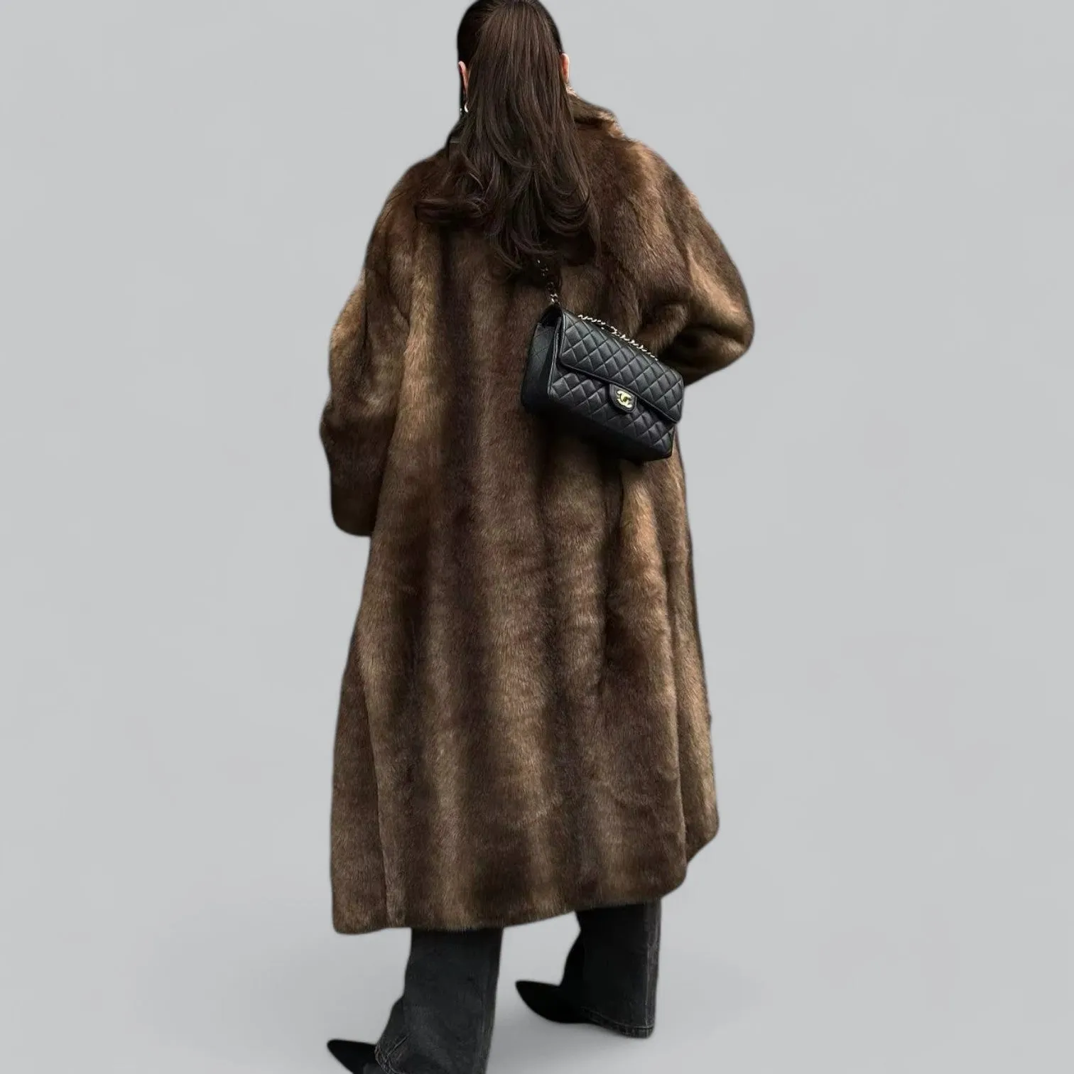 Faux Fur Trench Coat for Women | Long Length, Warm & Stylish Outerwear for Cold Weather