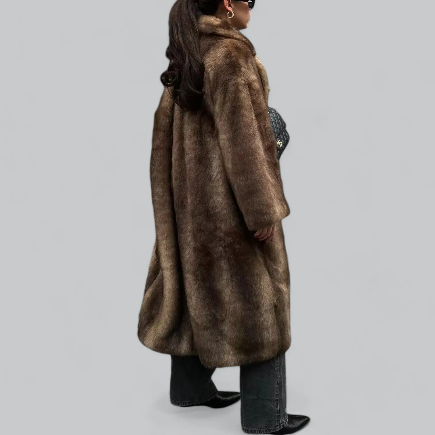Faux Fur Trench Coat for Women | Long Length, Warm & Stylish Outerwear for Cold Weather
