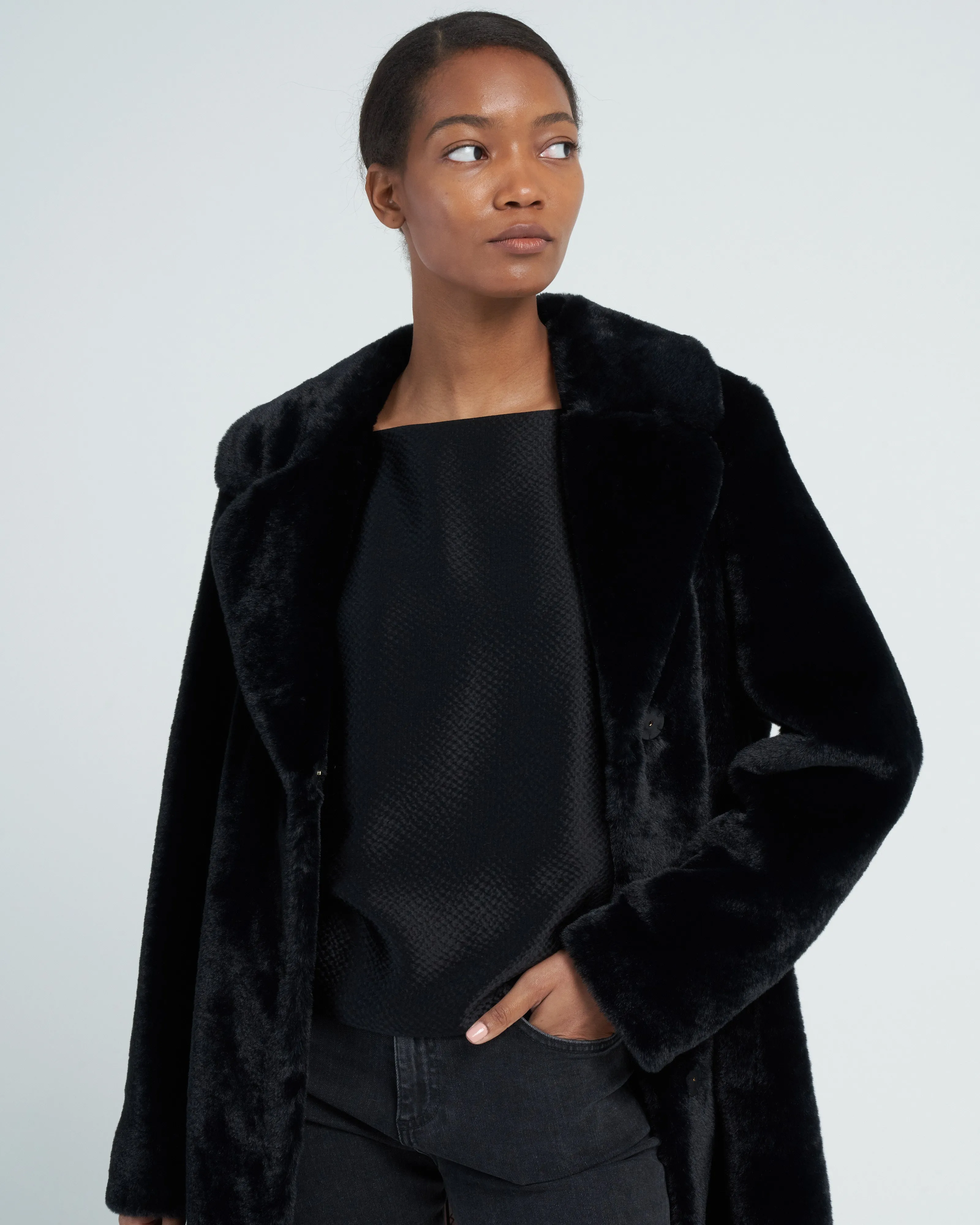 faux fur with foulard lining