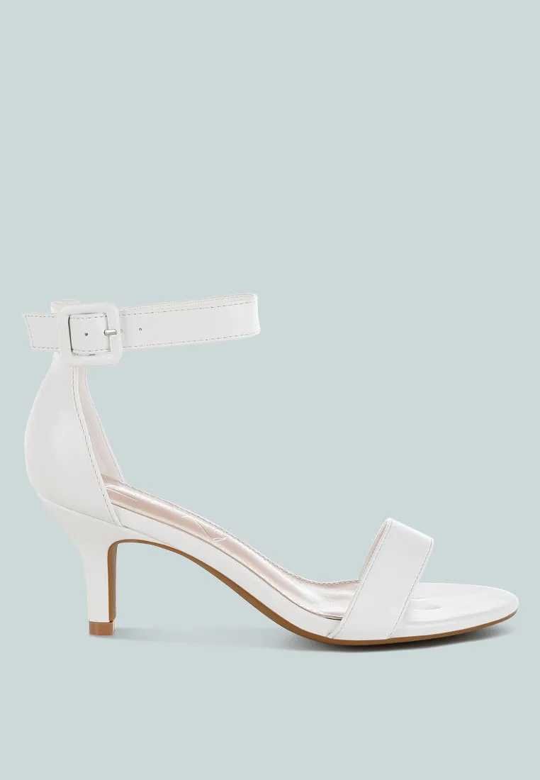 Faux Leather Kitten Heel Sandals By RUW