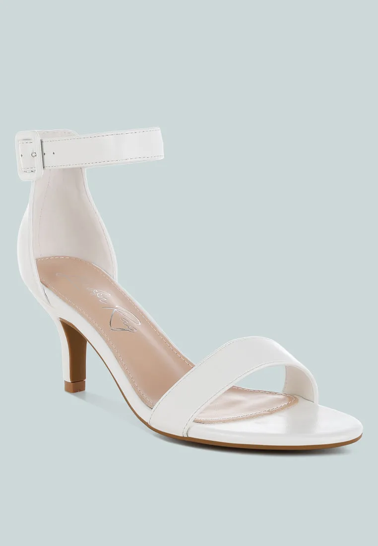 Faux Leather Kitten Heel Sandals By RUW