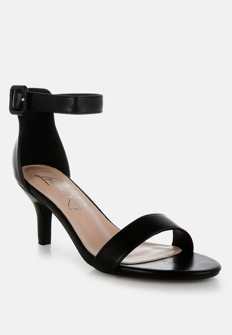 Faux Leather Kitten Heel Sandals By RUW