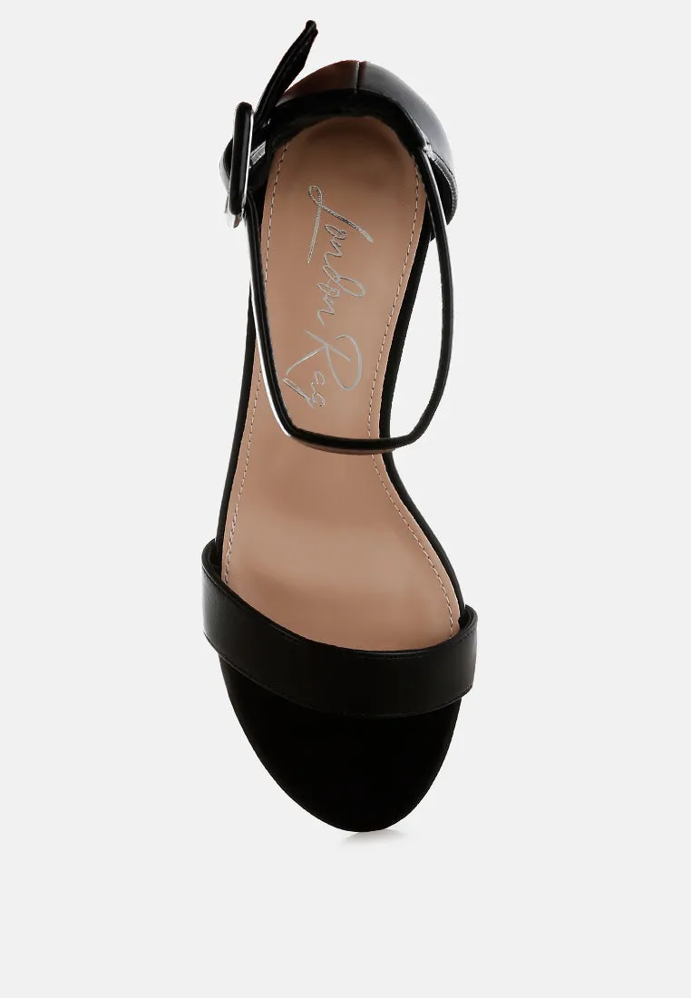 Faux Leather Kitten Heel Sandals By RUW