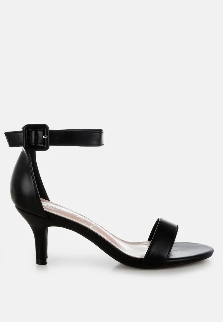 Faux Leather Kitten Heel Sandals By RUW