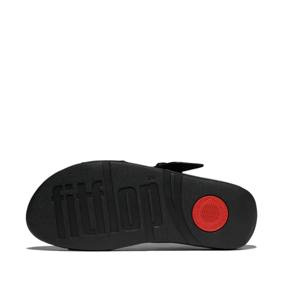 FitFlop Lulu Resin Buckle Leather Backstrap Sandals - All Black