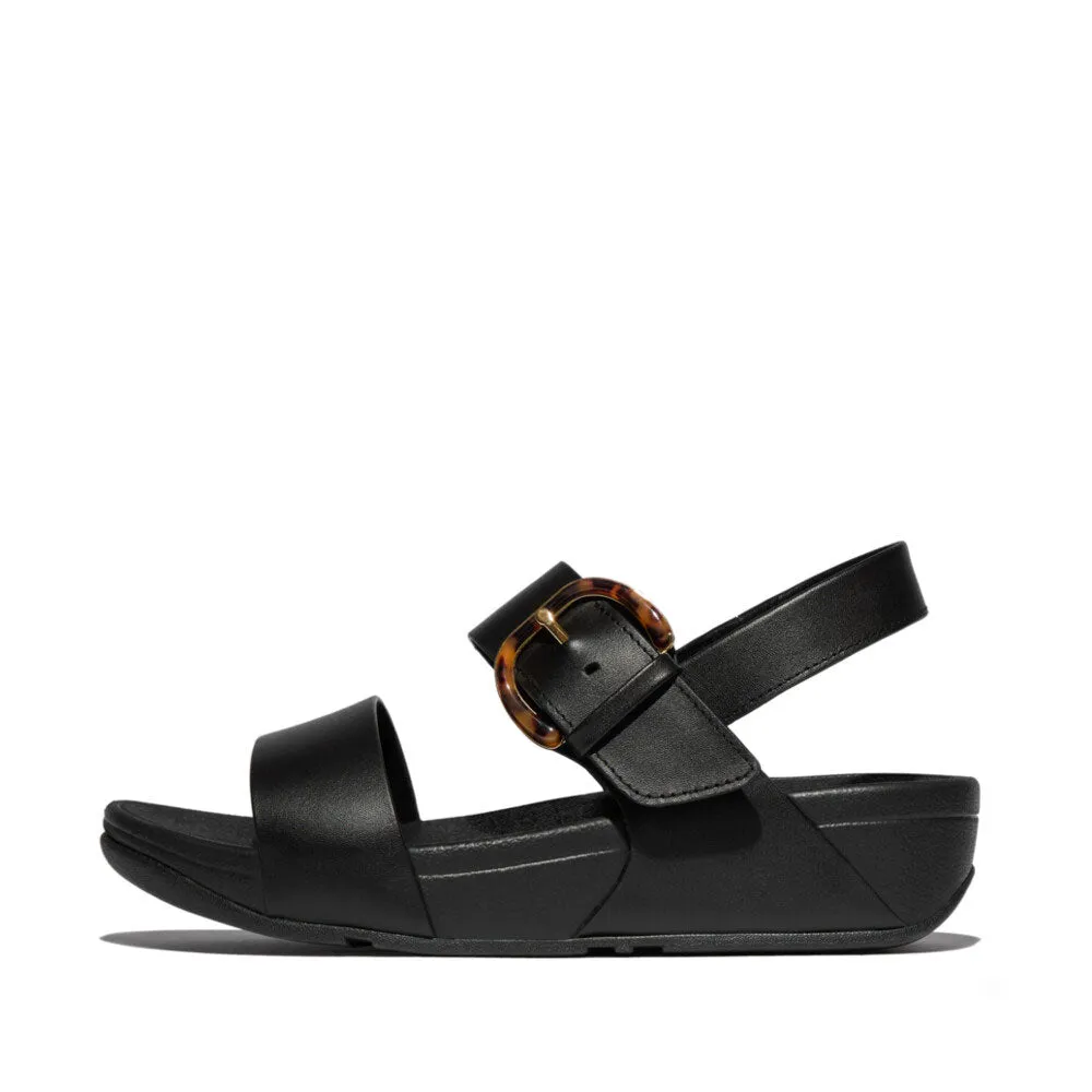 FitFlop Lulu Resin Buckle Leather Backstrap Sandals - All Black