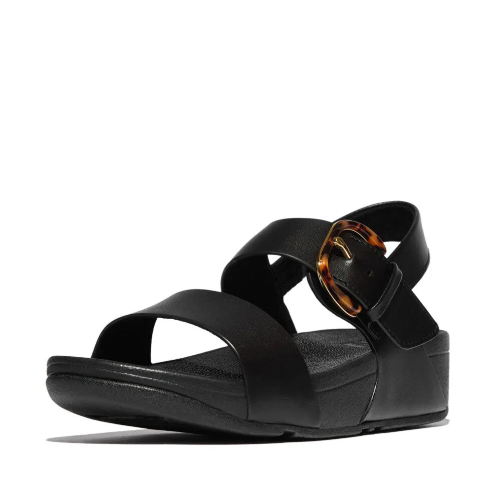 FitFlop Lulu Resin Buckle Leather Backstrap Sandals - All Black