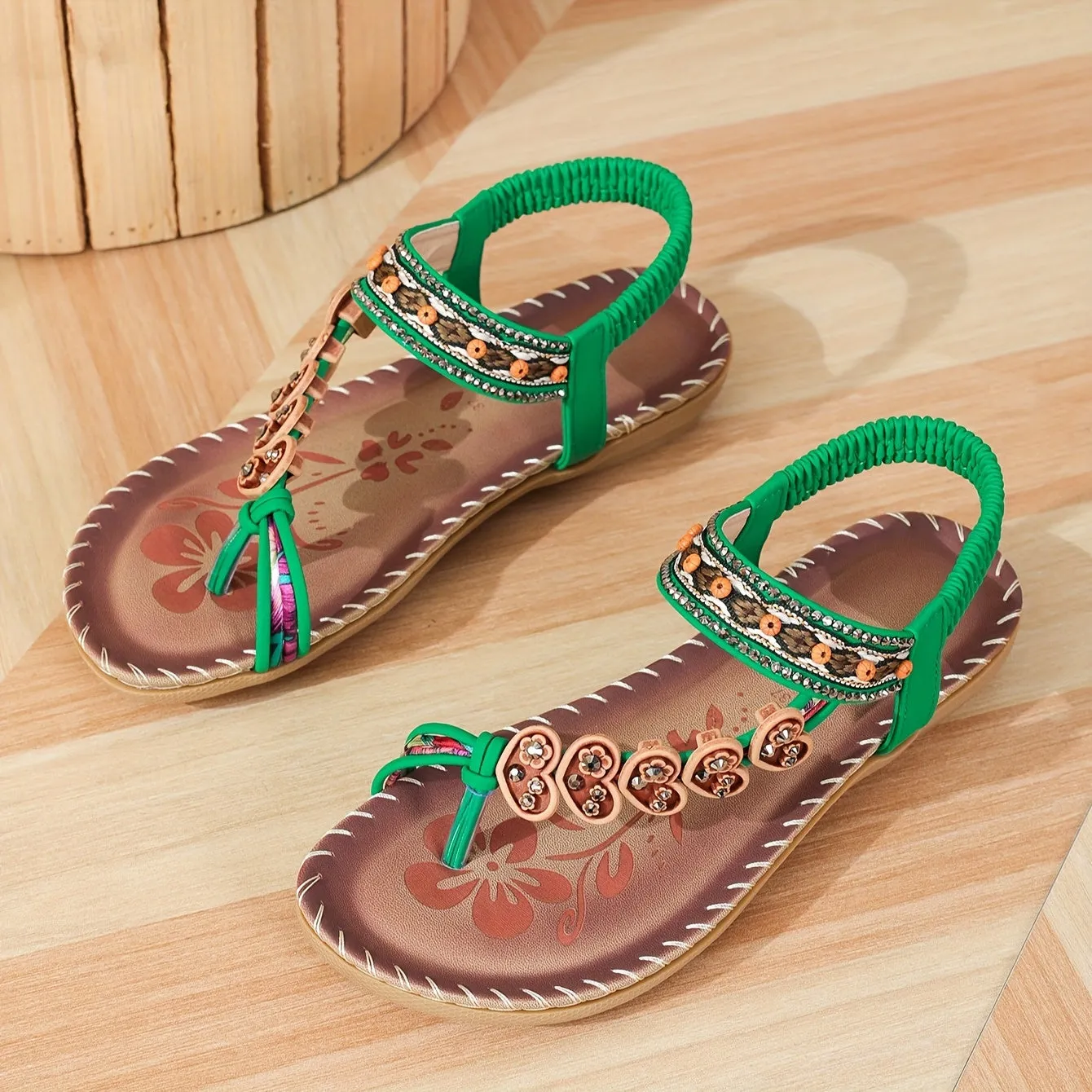 Floral Beaded Sandals | Boho Style | Comfortable and Unique