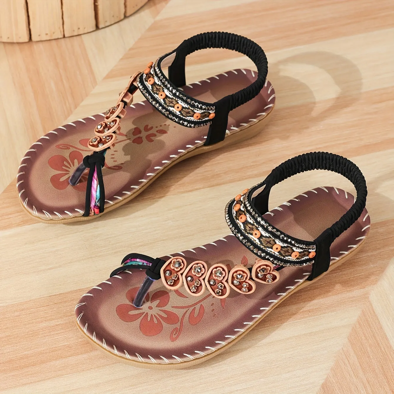 Floral Beaded Sandals | Boho Style | Comfortable and Unique
