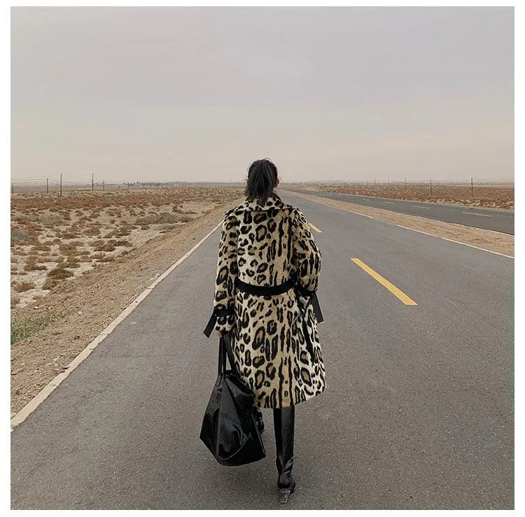 Fluffy Faux Fur Double Breasted Trench Coat for a Warm and Edgy Look