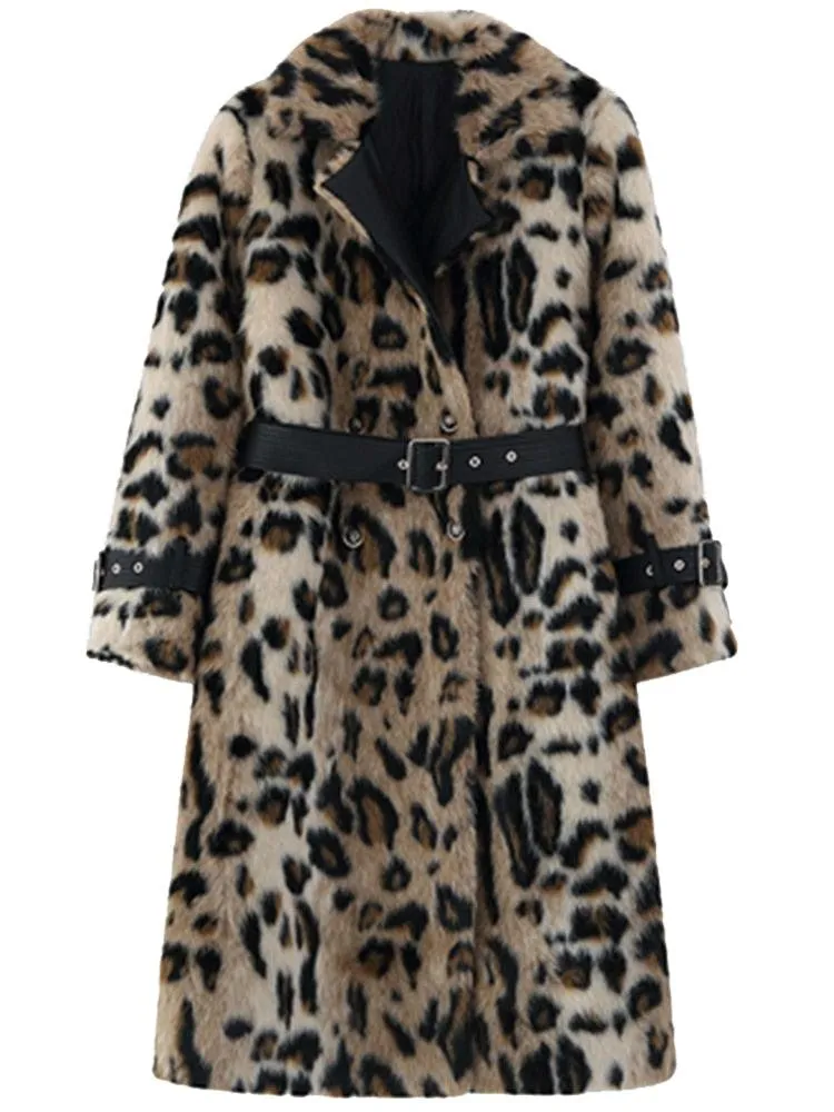 Fluffy Faux Fur Double Breasted Trench Coat for a Warm and Edgy Look