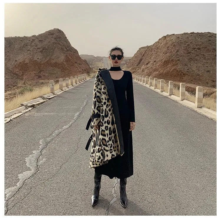 Fluffy Faux Fur Double Breasted Trench Coat for a Warm and Edgy Look