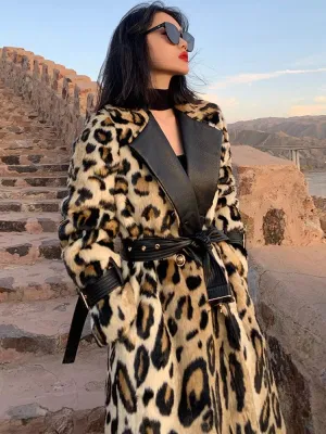 Fluffy Faux Fur Double Breasted Trench Coat for a Warm and Edgy Look