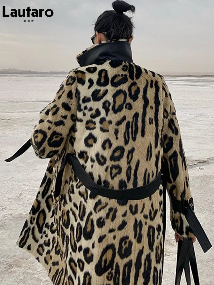 Fluffy Faux Fur Double Breasted Trench Coat for a Warm and Edgy Look
