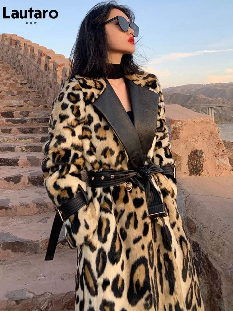 Fluffy Faux Fur Double Breasted Trench Coat for a Warm and Edgy Look