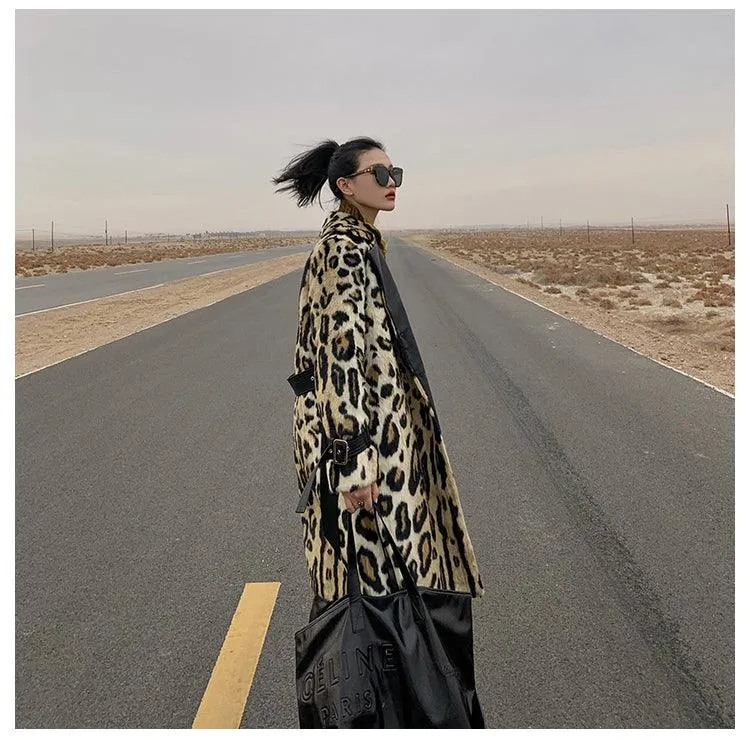 Fluffy Faux Fur Double Breasted Trench Coat for a Warm and Edgy Look